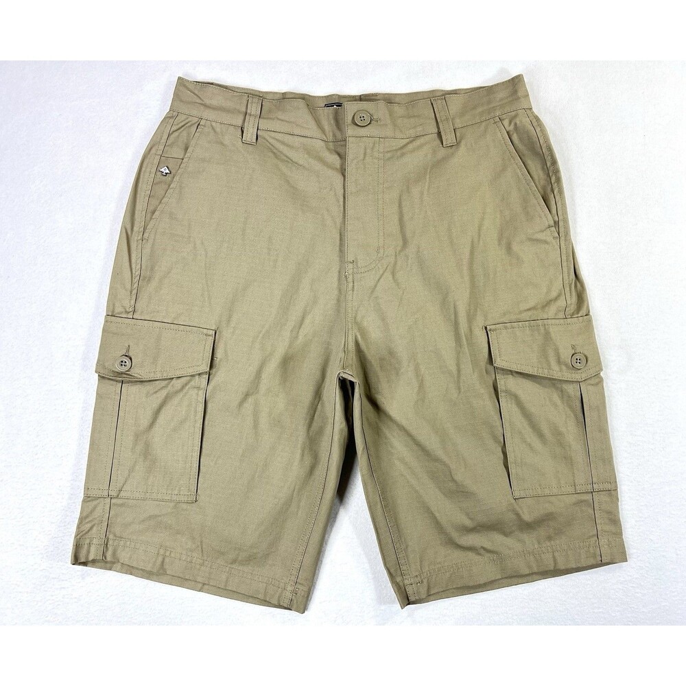 Lifted Research Group LRG Cargo Shorts Pockets Ripstop Khaki Tan 11” Mens 32 New